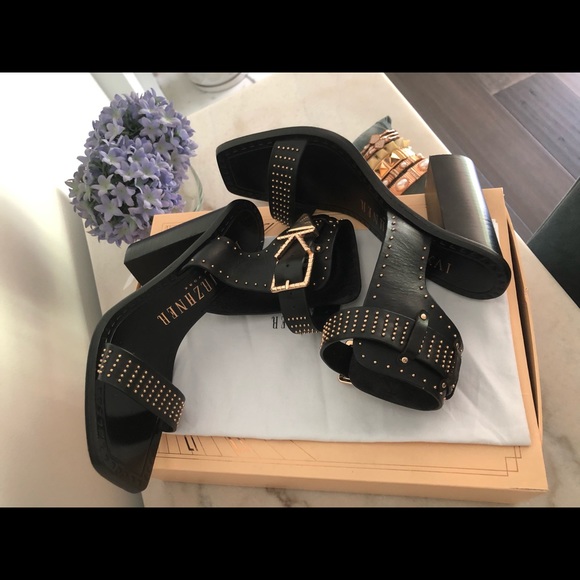 IVY KIRHZNER Women’s VOLT Shoes Black w/ROSE GOLD studs Gladiator Sandals SIZE 8 - Picture 3 of 16
